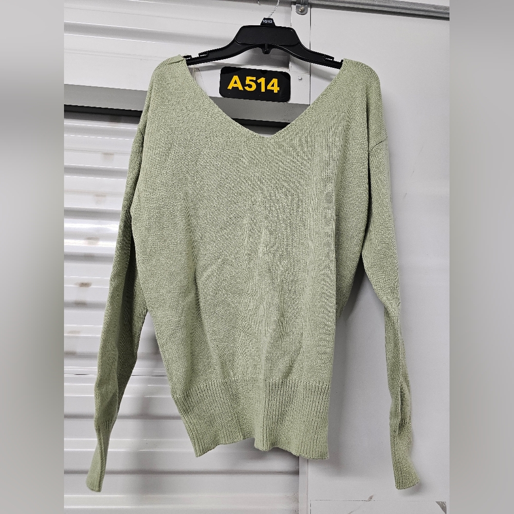 Cotton Emporium Sweater, Twist Back, Green, Size S, NWT